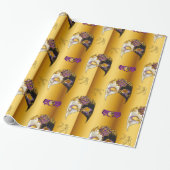 Papier Cadeau Masques vénitiens Joyaux pourpres Carnivale Or (Déroulé)