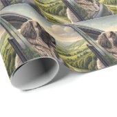 Papier Cadeau Mastiff Road Trip Scenic Landscape Watercolor Wrap (Coin rond)