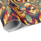 Papier Cadeau Mastiffs tibétains colorés enveloppant du papier (Coin rond)
