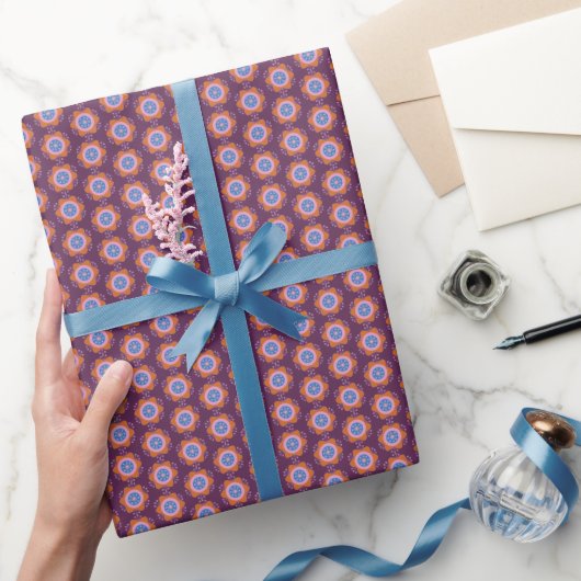 Papier cadeau mat fleur de la passion (violet) (Cadeaux)
