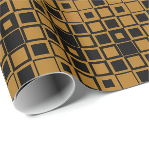 Papier Cadeau Mat Or Antique Gold et Noir Carré à l'Intérieur d'