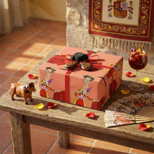 Papier Cadeau Matador avec cape rouge Torero espagnol