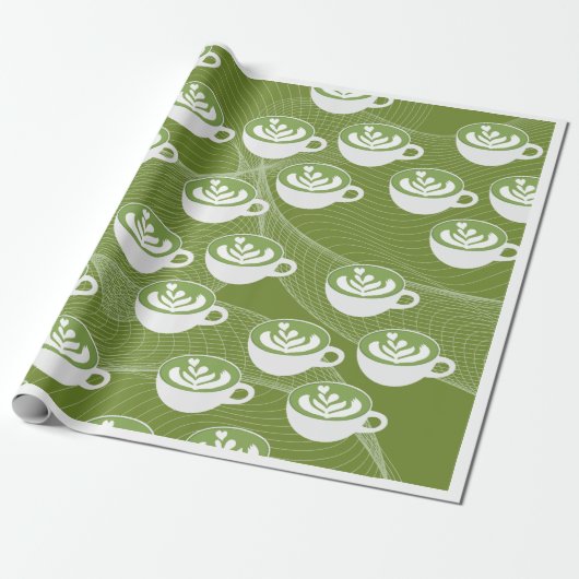 Papier Cadeau : Matcha Latte Love Wrapper Papier (Déroulé)