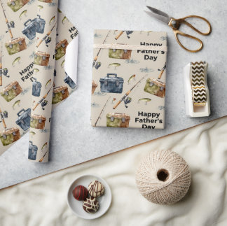 Papier Cadeau Matériel de pêche pour la fête des pères