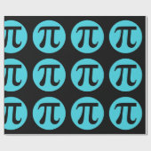 Papier Cadeau Math geek symbole Pi, bleu sur noir (Plat)