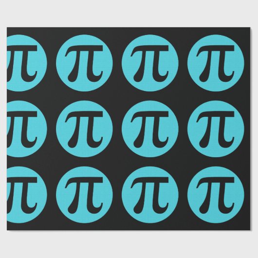 Papier Cadeau Math geek symbole Pi, bleu sur noir (Plat)