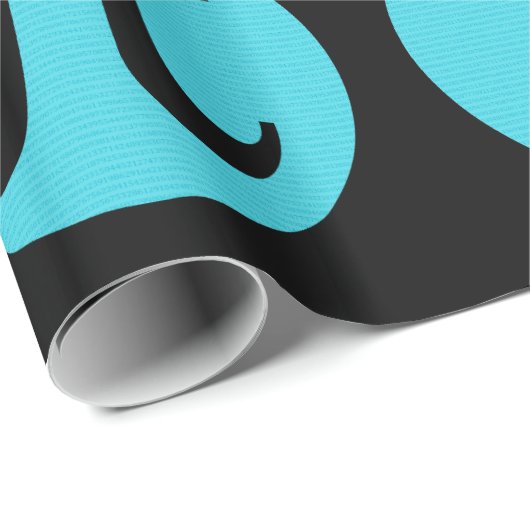 Papier Cadeau Math geek symbole Pi, bleu sur noir (Coin rond)