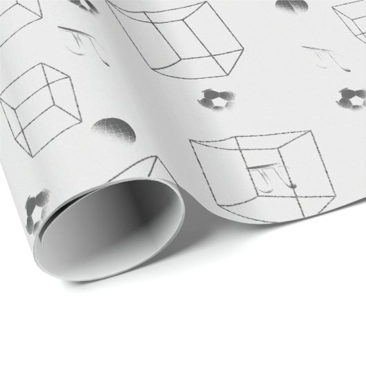Papier Cadeau Math motif noir et blanc (Coin rond)
