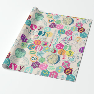 Papier Cadeau Maths en couleur (rose)