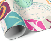 Papier Cadeau Maths en couleur (rose) (Coin rond)