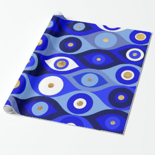 Papier Cadeau Mati Mataki grecque - Matiasma Evil Eye blues