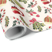 Papier Cadeau Matin de Noël avec cacao et Marshmallows (Coin rond)