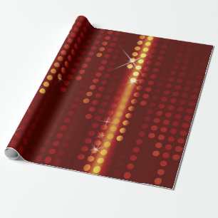 Papier Cadeau Matrice Pois jaune rouge foncé
