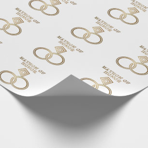 Papier Cadeau Matron D'Honneur Romantique Anneaux D'Or Mariage