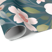 Papier Cadeau Matte Floral Wrapping Paper – Elegant Flower  (Coin rond)