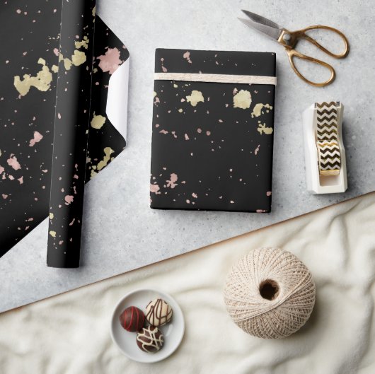 Papier Cadeau Matte Gold et Rose Gold Flakes Noir (Artisanat)
