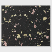 Papier Cadeau Matte Gold et Rose Gold Flakes Noir (Plat)