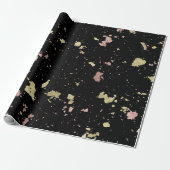 Papier Cadeau Matte Gold et Rose Gold Flakes Noir (Déroulé)