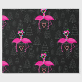 Papier Cadeau mauvais coeur de bonbons flamingo de noël (Plat)