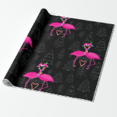 Papier Cadeau mauvais coeur de bonbons flamingo de noël (Déroulé)