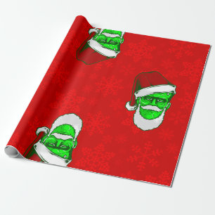 Papier Cadeau mauvais Noël père Noël frankenstein monstre neige