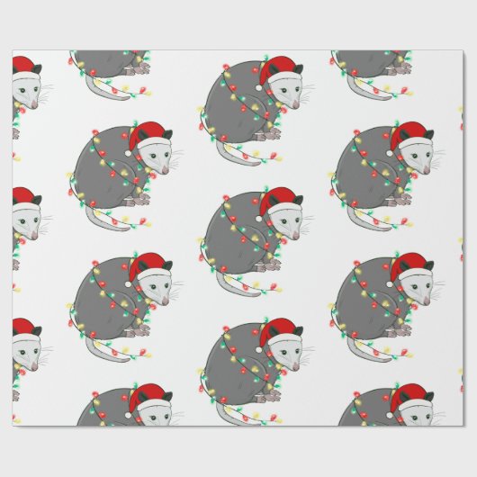 Papier Cadeau mauvais Noël santa claus opossum (Plat)
