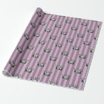 Papier Cadeau Mauve et Motif Vintage noir<br><div class="desc">Dusky violet et noir paris thème couronnes vintages et rayures papier d'emballage motif.</div>