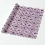 Papier Cadeau Mauve et Motif Vintage noir<br><div class="desc">Dusky violet et noir paris thème couronnes vintage motif papier d'emballage.</div>