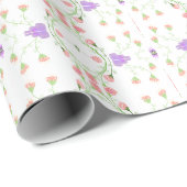Papier Cadeau Mauve rose et corail (Coin rond)