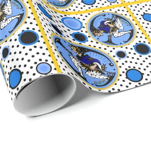 Papier Cadeau Maxfield Parrish-y Hanoukka Elf (Coin rond)