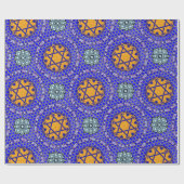 Papier Cadeau Mazal Tov et Siman Tov avec l'étoile florale (Plat)