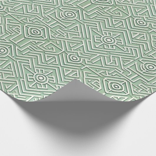 Papier Cadeau Maze moderne Sage vert (Coin)