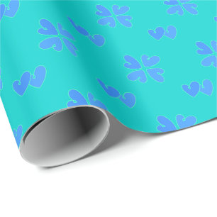 Papier Cadeau Mazipoodles Coeurs Bleus Sur Turquoise