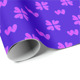 Papier Cadeau Mazipoodles Coeurs Magenta Sur Bleu