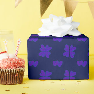 Papier Cadeau Mazipoodles Coeurs Violet Sur Indigo