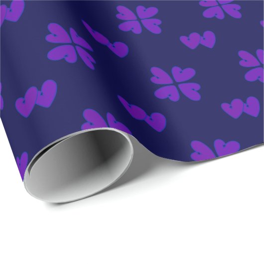 Papier Cadeau Mazipoodles Coeurs Violets Sur Indigo (Coin rond)
