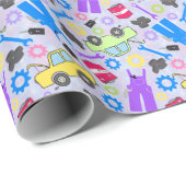 Papier Cadeau Mécanique illustrée (Coin rond)