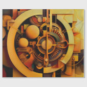 Papier Cadeau Mécanisme doré abstrait Steampunk (Plat)
