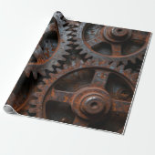 Papier Cadeau Mécanisme Industriel Rouillé (Déroulé)