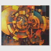 Papier Cadeau Mécanisme Solaire Steampunk Abstrait (Plat)