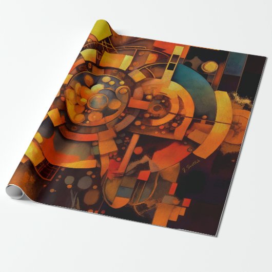 Papier Cadeau Mécanisme Solaire Steampunk Abstrait (Déroulé)