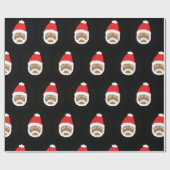 Papier Cadeau Med ethnique de Père Noël (noir) (Plat)