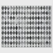 Papier Cadeau Med noir et blanc affligé de diamant de harlequin (Plat)