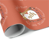 Papier Cadeau Médaille du coeur en terre cuite du 9e anniversair (Coin rond)