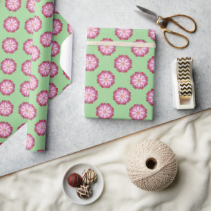 Papier Cadeau Médaillon asiatique rose pastel Floral
