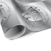 Papier Cadeau Médaillon du coeur d'argent du 25e anniversaire de (Coin rond)