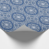 Papier Cadeau Médaillon en Motif de tuiles persanes - Bleu et bl (Coin)