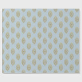 Papier Cadeau Médaillon Ikat Glittery - Sky Blue & Gold (Plat)