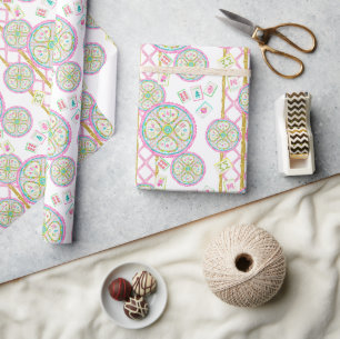 Papier Cadeau Médaillon Mahjong Aquarelle Lumineuse