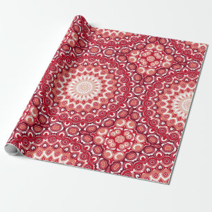 Papier Cadeau Médaillon Mandala Rouge Design à Motif Gras
